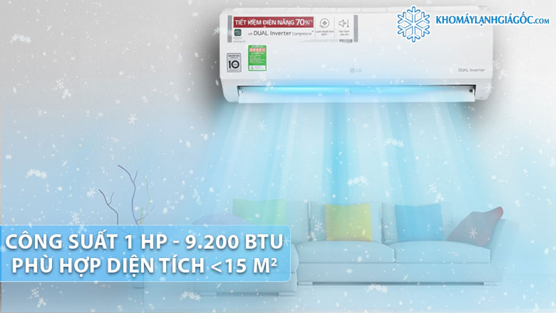 Máy lạnh LG Inverter 1 HP V10ENW phù hợp cho phòng có diện tích dưới 15m2