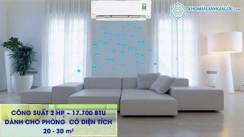 Máy lạnh Panasonic Inverter 2HP XU18UKH-8 phù hợp cho phòng có diện tích từ 20-30m2