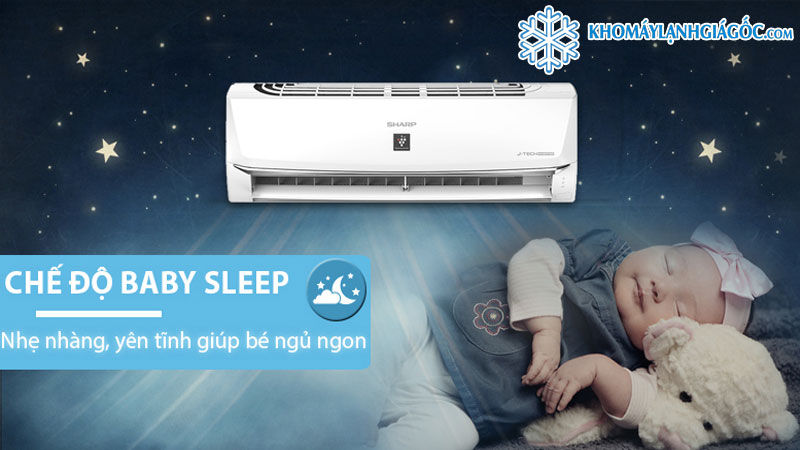 Chế độ Baby Sleep dành riêng cho trẻ nhỏ, máy hoạt động êm, hơi lạnh nhẹ nhàng