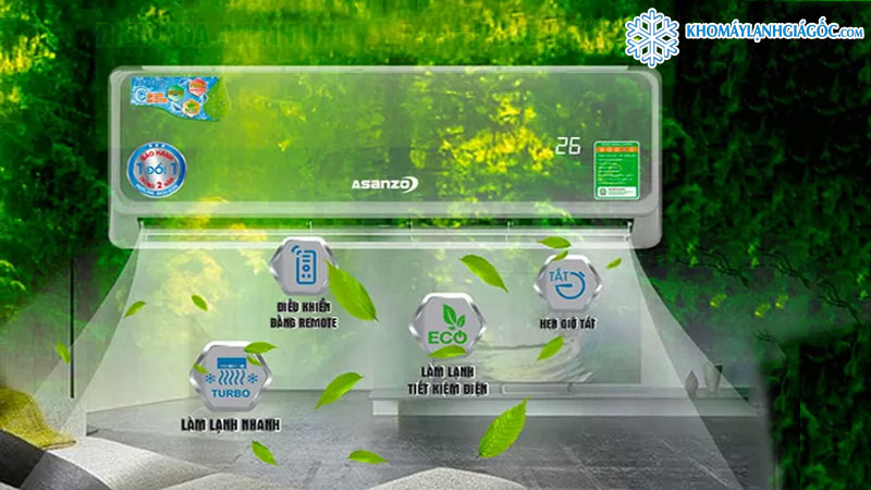 Máy lạnh Asanzo 1.5HP S12N66 có chế độ eco tiết kiệm điện tối ưu