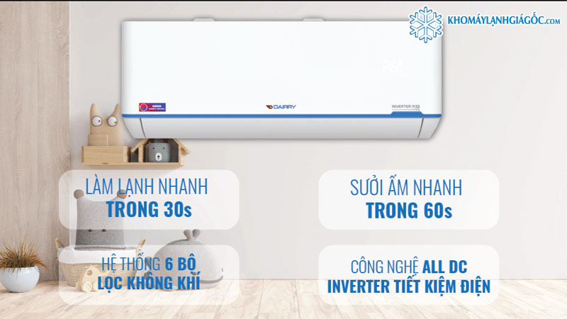 Sử dụng máy lạnh Dairry Inverter 1HP i-DR09LKC bạn sẽ không còn lo hóa đơn tiền điện mỗi tháng