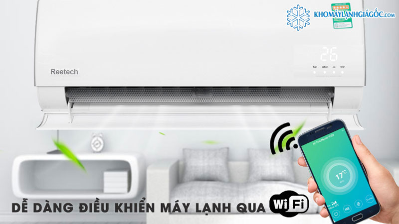 Công nghệ Wifi Control giúp bạn điều khiển máy lạnh Reetech Inverter 2.5 HP RTV24-TB-A qua điện thoại 1 cách dễ dàng