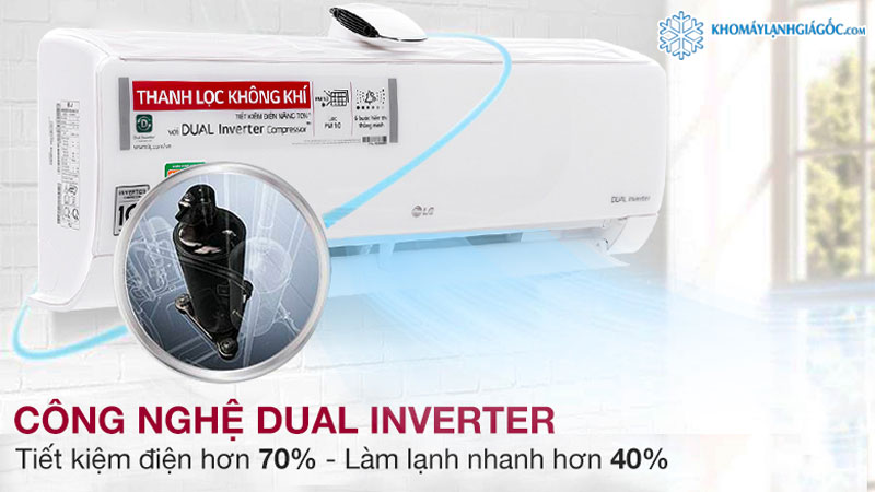 Máy Lạnh LG Inverter 1 HP V10APF tiết kiệm điện hiệu quả đến 70%