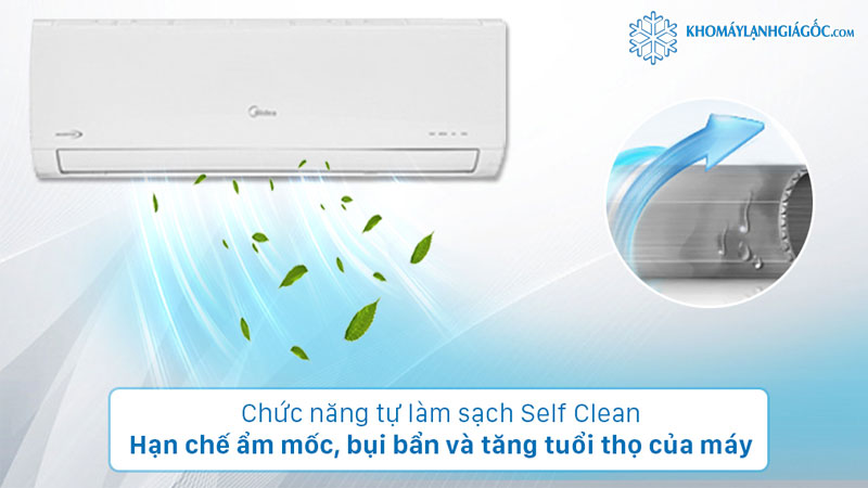 Chế độ tự làm sạch trên máy lạnh Midea 2.5 HP MSAB1-24CRN1 giúp chống nấm mốc