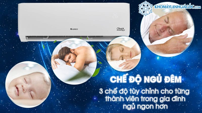 Máy Lạnh Gree Inverter 1.5 HP CHARM12CI 9 Thoải mái, thư giãn với 3 chế độ ngủ thông minh