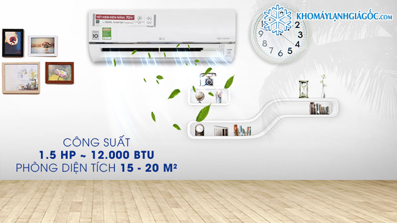Máy lạnh LG Inverter 1.5 HP V13API phù hợp cho phòng có diện tích từ 15-20m2
