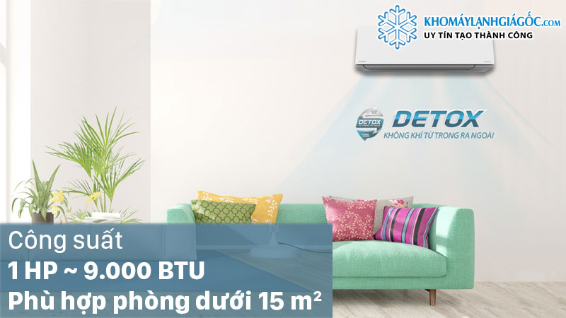 công suất 1 HP phù hợp diện tích phòng dưới 15 m2