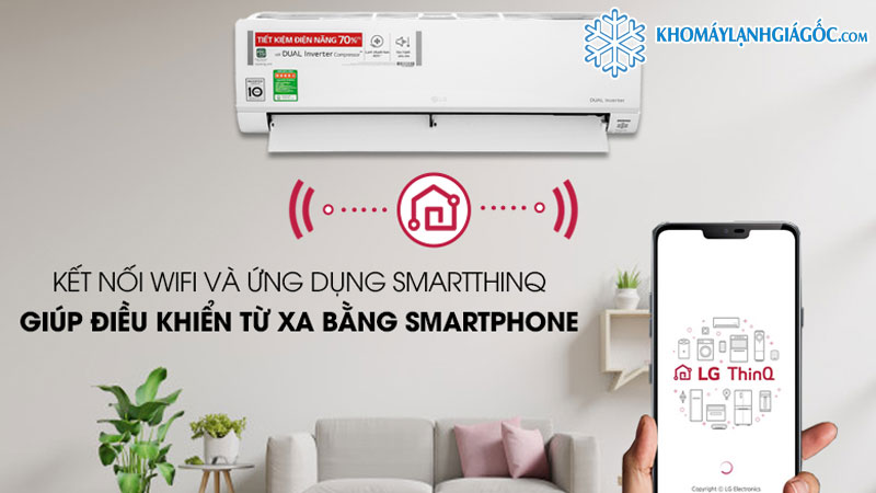 Điều khiển máy lạnh LG Inverter 2 HP V18ENF1 từ xa bằng điện thoại