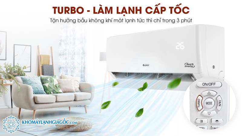 Với máy lạnh Gree Inverter 1.5 HP GWC12PB-K3D0P4 bạn sẽ cảm thấy mát lạnh chỉnh trong 3p
